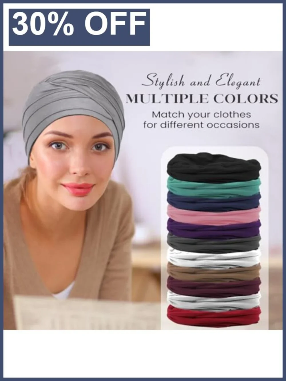 Soft Rayon Cotton Chemo Turban Headwrap Pack of 2 for Hair Loss